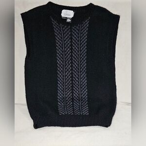 Vintage JENNA Navy Blue Sweater Vest Size S 100% Pure New Wool Made in Uruguay